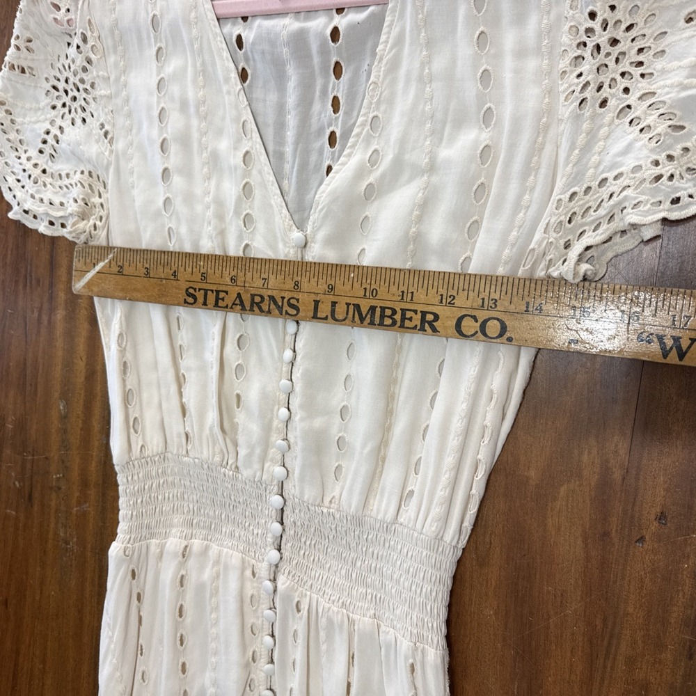 YFB Young Fabulous & Broke Costa Eyelet High Low Dress Ivory Medium - Picture 8 of 14